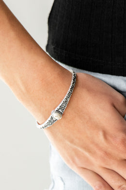 Paparazzi Make Your Own Path - White Stone - Silver Cuff Bracelet - $5 Jewelry With Ashley Swint