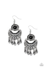 Load image into Gallery viewer, Paparazzi Mantra to Mantra - Black Beaded Center - Silver Crescent - Fringe Earrings - $5 Jewelry with Ashley Swint