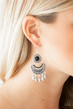 Load image into Gallery viewer, Paparazzi Mantra to Mantra - Black Beaded Center - Silver Crescent - Fringe Earrings - $5 Jewelry with Ashley Swint