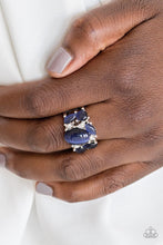 Load image into Gallery viewer, Paparazzi Modern Moonwalk - Blue Moonstone - White Rhinestones - Ring - $5 Jewelry With Ashley Swint