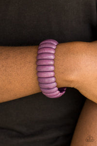 Paparazzi Peacefully Primal - Purple Stone - Stretchy Bands - Bracelet - $5 Jewelry With Ashley Swint