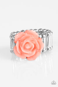 Paparazzi PRIMROSE and Proper - Orange / Coral - Blooming Dahlia - Resin Rose - Ring - $5 Jewelry With Ashley Swint