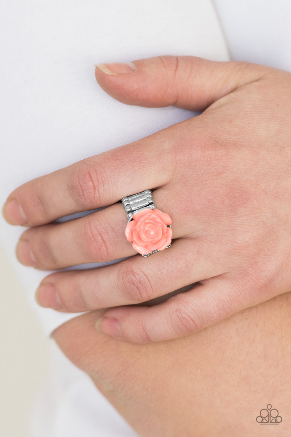 Paparazzi PRIMROSE and Proper - Orange / Coral - Blooming Dahlia - Resin Rose - Ring - $5 Jewelry With Ashley Swint