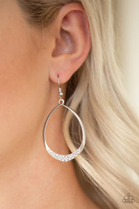 Paparazzi REIGN Down - White Rhinestones - Silver Hoop Earrings - $5 Jewelry With Ashley Swint