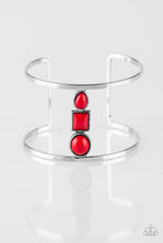 Load image into Gallery viewer, Paparazzi Sahara Siren - Red Teardrop Beads - Silver Cuff Bracelet - $5 Jewelry With Ashley Swint