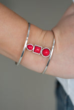 Load image into Gallery viewer, Paparazzi Sahara Siren - Red Teardrop Beads - Silver Cuff Bracelet - $5 Jewelry With Ashley Swint