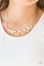 Load image into Gallery viewer, Paparazzi Say You QUILL - Multi - Gold Feather Necklace and matching Earrings - $5 Jewelry With Ashley Swint