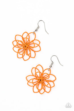 Paparazzi Springtime Serenity - Orange - Petals Wooden - Earrings - $5 Jewelry With Ashley Swint