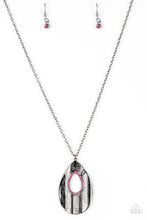 Load image into Gallery viewer, Paparazzi Stop, TEARDROP, and Roll - Pink - Gunmetal Necklace and matching Earrings - $5 Jewelry With Ashley Swint