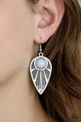 Paparazzi Take A WALKABOUT - Silver - Gray Bead - Ornate Silver Earrings - $5 Jewelry With Ashley Swint
