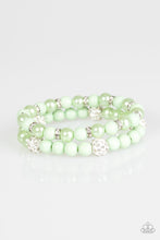 Load image into Gallery viewer, Paparazzi Teasingly Tinseltown - Green - Pearly Beads - 2 Stretchy Band Bracelet - $5 Jewelry With Ashley Swint