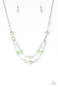 Paparazzi The Princess BRIDESMAID - Green Pearls - Silver Necklace & Earrings - $5 Jewelry With Ashley Swint