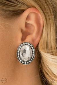 Paparazzi Titanic Treasure - White Clip-On - Earrings - $5 Jewelry With Ashley Swint