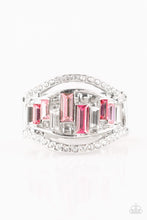 Load image into Gallery viewer, Paparazzi Treasure Chest Charm - Pink - Emerald Cut Rhinestones - Silver Ring - $5 Jewelry with Ashley Swint