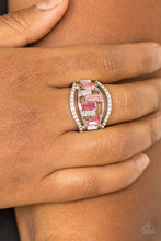Load image into Gallery viewer, Paparazzi Treasure Chest Charm - Pink - Emerald Cut Rhinestones - Silver Ring - $5 Jewelry with Ashley Swint
