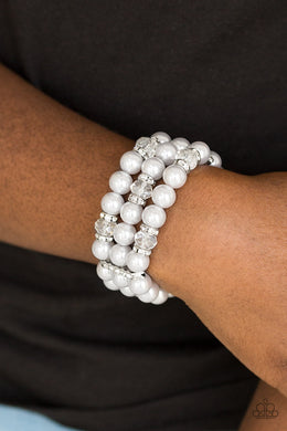 Paparazzi Undeniably Dapper - Silver Pearls - Bracelet - $5 Jewelry With Ashley Swint