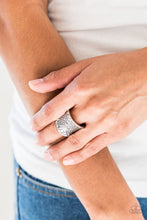 Load image into Gallery viewer, Paparazzi Villa Vibe - Silver - Stamped and Studded Tribal Inspired Pattern - Stretchy Band Ring - $5 Jewelry With Ashley Swint