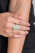 Load image into Gallery viewer, Paparazzi Diamond Daises - Green Moonstones - Silver Ring - $5 Jewelry With Ashley Swint