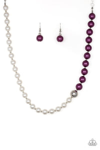 Paparazzi 5th Avenue A-Lister - Purple - White Pearls - Necklace & Earrings - $5 Jewelry With Ashley Swint