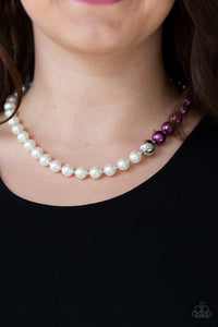 Paparazzi 5th Avenue A-Lister - Purple - White Pearls - Necklace & Earrings - $5 Jewelry With Ashley Swint