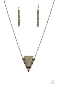 Paparazzi Ancient Arrow - Brass - Studded Indigenous Textures - Necklace & Earrings - $5 Jewelry with Ashley Swint