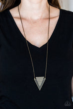 Load image into Gallery viewer, Paparazzi Ancient Arrow - Brass - Studded Indigenous Textures - Necklace &amp; Earrings - $5 Jewelry with Ashley Swint