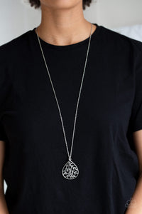 Paparazzi BOUGH Down - Silver Leafy Branches Teardrop - Necklace and matching Earrings - $5 Jewelry with Ashley Swint