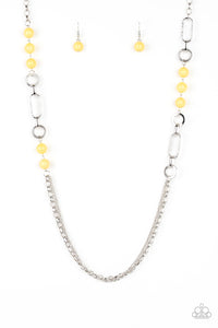 Paparazzi CACHE Me Out - Yellow Beads - Silver Chain Necklace & Earrings - $5 Jewelry With Ashley Swint