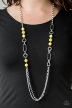 Load image into Gallery viewer, Paparazzi CACHE Me Out - Yellow Beads - Silver Chain Necklace &amp; Earrings - $5 Jewelry With Ashley Swint