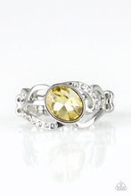Load image into Gallery viewer, Paparazzi Couldnt Care FLAWLESS - Yellow - White Rhinestones - Ring - $5 Jewelry With Ashley Swint