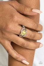 Load image into Gallery viewer, Paparazzi Couldnt Care FLAWLESS - Yellow - White Rhinestones - Ring - $5 Jewelry With Ashley Swint