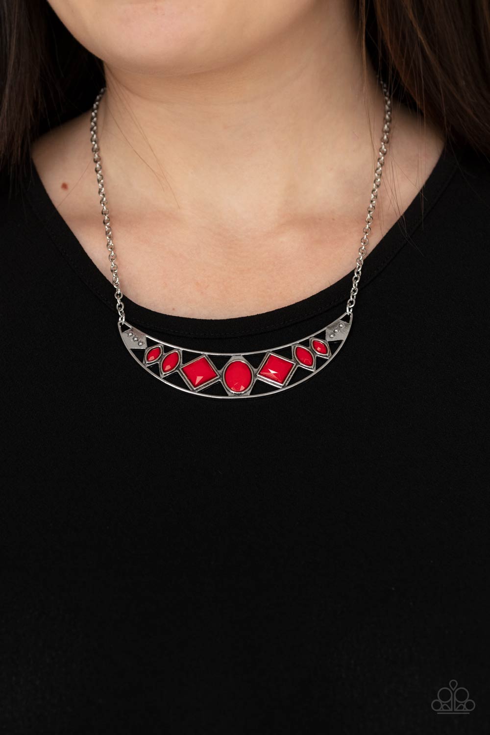 PRE-ORDER - Paparazzi Emblazoned Era - Red - Necklace & Earrings - $5 Jewelry with Ashley Swint
