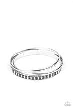 Load image into Gallery viewer, Paparazzi Flawless Flaunter - Black Rhinestones - Silver Bangles - Set of 3 Bracelets - $5 Jewelry with Ashley Swint