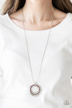 Load image into Gallery viewer, Paparazzi Gather Around Gorgeous - Red Rhinestones - Silver Hoop Necklace and matching Earrings - $5 Jewelry With Ashley Swint