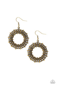 Paparazzi Girl Of Your GLEAMS - Brass - Aurum Rhinestone - Hoop Earrings - $5 Jewelry with Ashley Swint