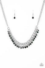 Load image into Gallery viewer, Paparazzi Glow and Grind - Green Rhinestones - Bold Silver Chain Necklace &amp; Earrings - $5 Jewelry With Ashley Swint