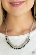Load image into Gallery viewer, Paparazzi Glow and Grind - Green Rhinestones - Bold Silver Chain Necklace &amp; Earrings - $5 Jewelry With Ashley Swint