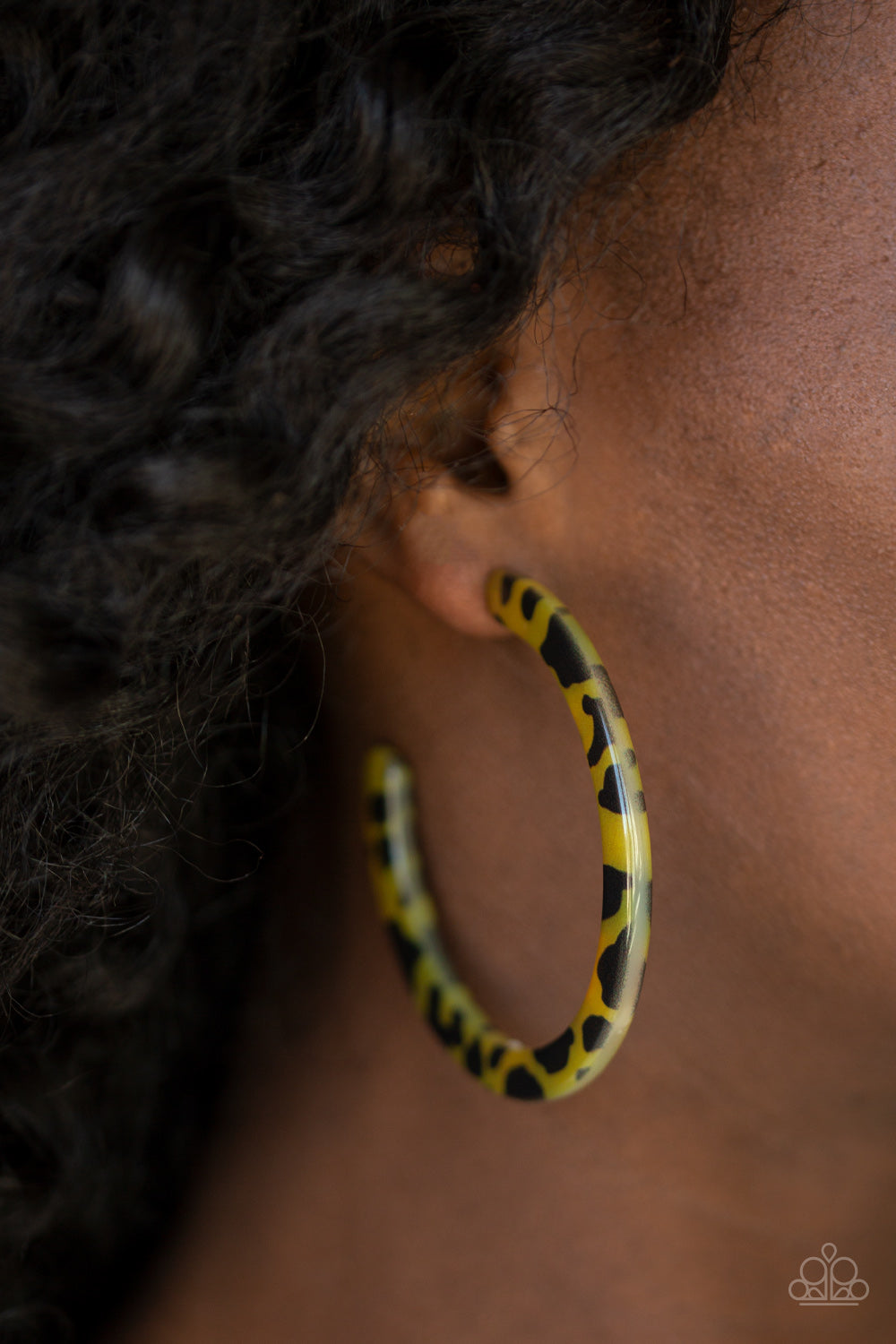 Paparazzi HAUTE-Blooded - Yellow - Tortoise Shell - Acrylic Hoop - Post Earrings - $5 Jewelry With Ashley Swint