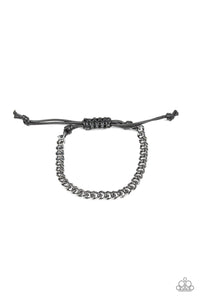 Paparazzi Hurrah - Black - Gunmetal Beveled Curb Chain - Men's Bracelet - $5 Jewelry with Ashley Swint