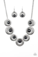 Load image into Gallery viewer, Paparazzi Lions, Tigers, and Bears - Black Stones - Silver Necklace and matching Earrings - $5 Jewelry With Ashley Swint