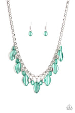 Load image into Gallery viewer, Paparazzi Malibu Ice - Green Beads - Shimmery Silver Chain Necklace &amp; Earrings - $5 Jewelry With Ashley Swint