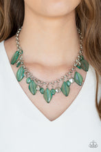 Load image into Gallery viewer, Paparazzi Malibu Ice - Green Beads - Shimmery Silver Chain Necklace &amp; Earrings - $5 Jewelry With Ashley Swint
