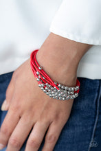 Load image into Gallery viewer, Paparazzi Mega Magnetic - Red Cords - Silver Beads - Magnetic Closure - Bracelet - $5 Jewelry With Ashley Swint