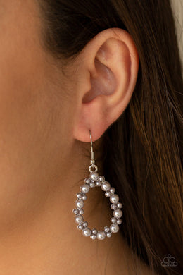 Paparazzi Pearl Spectacular - Silver Pearls - Silver Teardrop - Earrings - $5 Jewelry With Ashley Swint