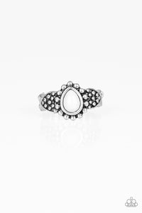 Paparazzi Pep Talk - Silver - Gray Teardrop Bead - Dainty Band Ring - $5 Jewelry with Ashley Swint