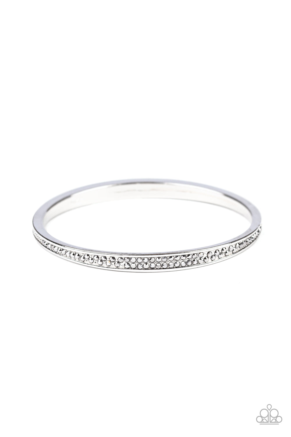 Paparazzi Power Move - Silver - Hematite Rhinestones - Silver Bangle Bracelet - $5 Jewelry with Ashley Swint