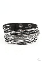 Load image into Gallery viewer, Paparazzi Punk Prowess - Black - Suede Band - Rhinestones - Wrap / Snap Bracelet - $5 Jewelry With Ashley Swint