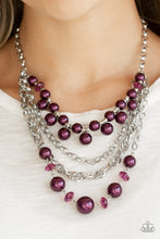Load image into Gallery viewer, Paparazzi Rockin Rockette - Purple Pearls - Silver Chains - Necklace and matching Earrings - $5 Jewelry With Ashley Swint