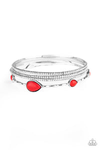 Paparazzi Sandstone Storm - Red Stone - Set of 4 Bracelets - $5 Jewelry With Ashley Swint