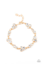 Load image into Gallery viewer, Paparazzi Social GLISTENING - Gold - White Rhinestones - Bracelet - $5 Jewelry with Ashley Swint